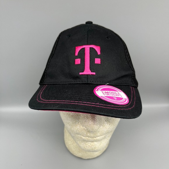 T Mobile Tuesdays Black Pink Logo Mesh Hat Unisex Adjustable Snapback Cap - Picture 2 of 10